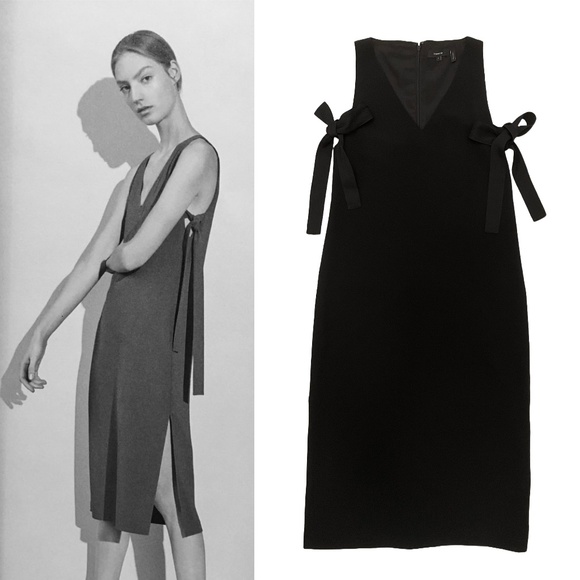 THEORY Natia Modern Crepe Midi Shift Dress in Black Size 0